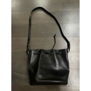 Sezane Farrow Leather Bucket Bag Black